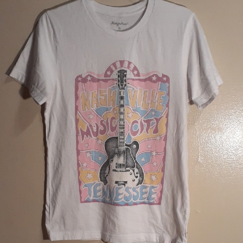 Magnolia Nashville Music City Tee - White, Pink, Blue